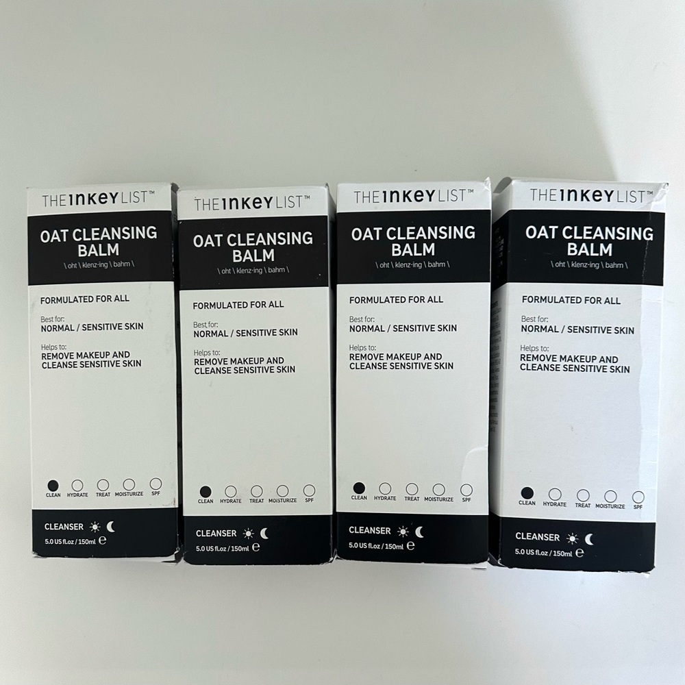 The Inkey List Oat Cleansing Balm Lot of 4 Cleanser Sensitive Skin Remove Makeup